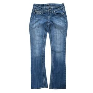 Soundgirl Jeans Womens 3 Junior Blue Boot Cut Low Rise Embellished Stretch Denim